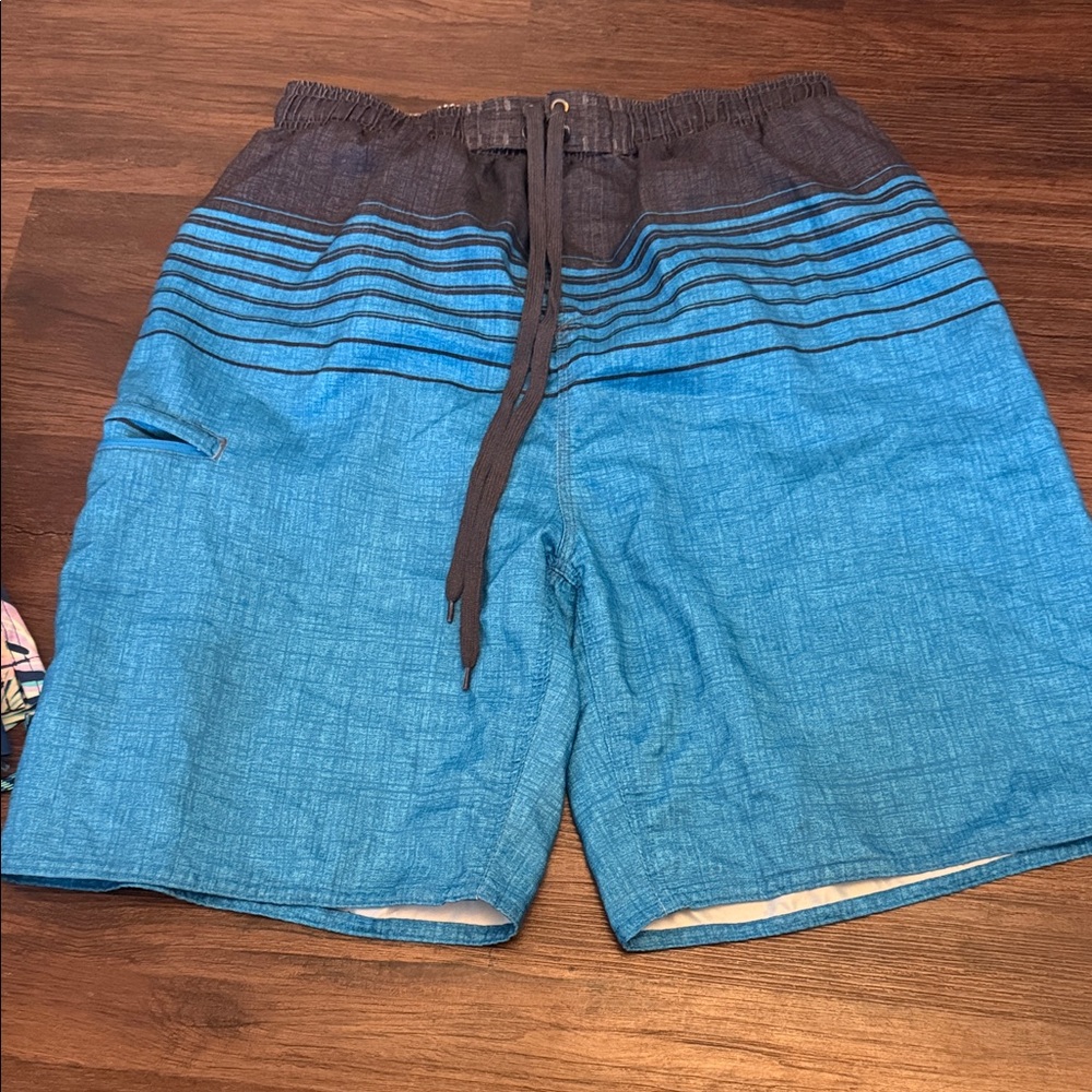 Burnside Blue and Black Men's Board Shorts